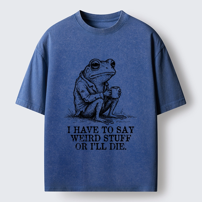 Tokyo-Tiger Frog In Suit Drinking Coffee Washed T-Shirt