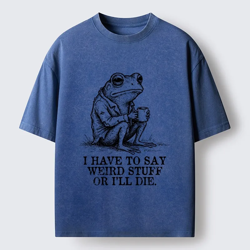Tokyo-Tiger Frog In Suit Drinking Coffee Washed T-Shirt