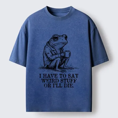 Tokyo-Tiger Frog In Suit Drinking Coffee Washed T-Shirt