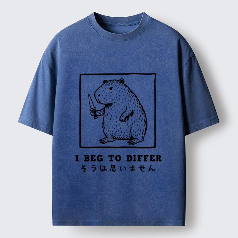 Tokyo-Tiger Sassy Capybara Holding A Blade Washed T-Shirt