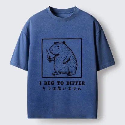 Tokyo-Tiger Sassy Capybara Holding A Blade Washed T-Shirt