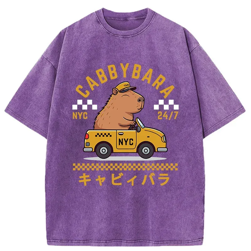Tokyo-Tiger Capybara Driving Washed T-Shirt