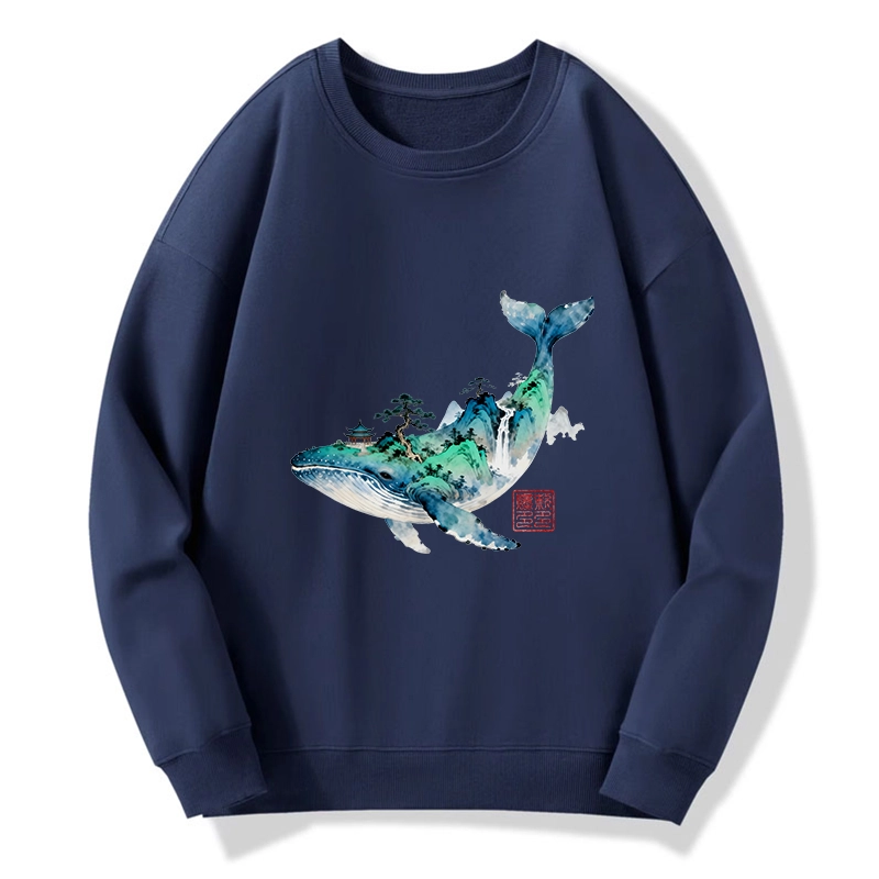 Tokyo-Tiger Whale Ink Painting Landscape Classic Sweatshirt