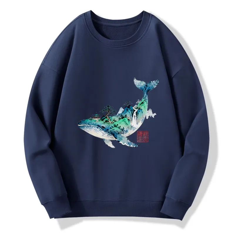 Tokyo-Tiger Whale Ink Painting Landscape Classic Sweatshirt