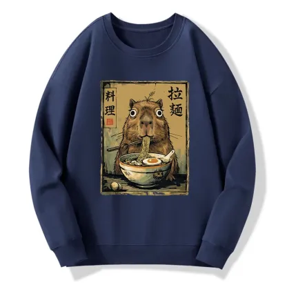 Tokyo-Tiger Cute Capybara Eating Ramen Classic Sweatshirt