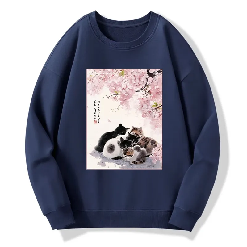 Tokyo-Tiger Cute Cats Sakura Garden Classic Sweatshirt