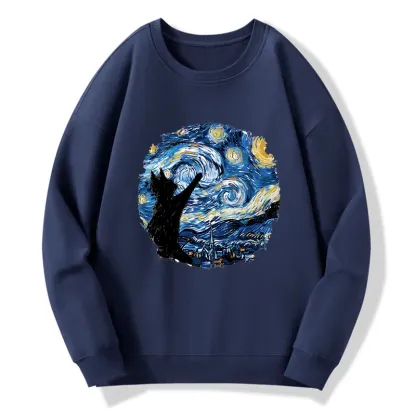 Tokyo-Tiger Starry Night Black Cat Classic Sweatshirt