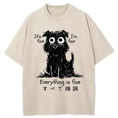 Tokyo-Tiger Everything Is Fine Washed T-Shirt