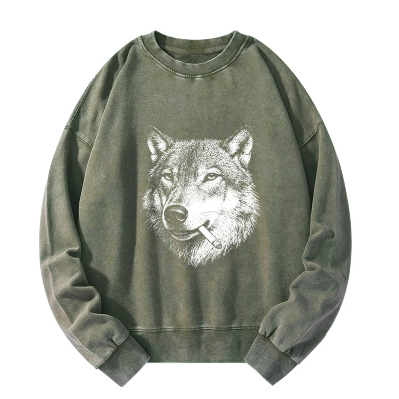 Tokyo-Tiger Cool Wolf Meme Bad Decisions Pending Washed Sweatshirt