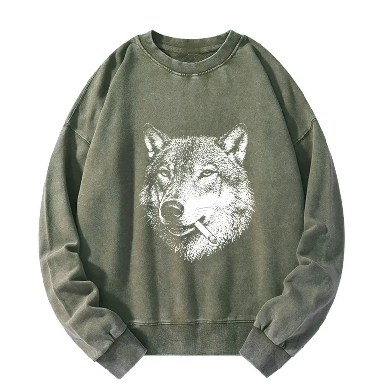 Tokyo-Tiger Cool Wolf Meme Bad Decisions Pending Washed Sweatshirt
