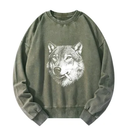 Tokyo-Tiger Cool Wolf Meme Bad Decisions Pending Washed Sweatshirt