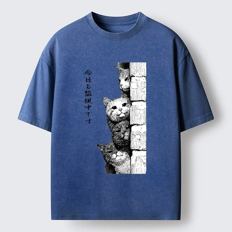 Tokyo-Tiger Cats Are Watching You Always Washed T-Shirt Sale