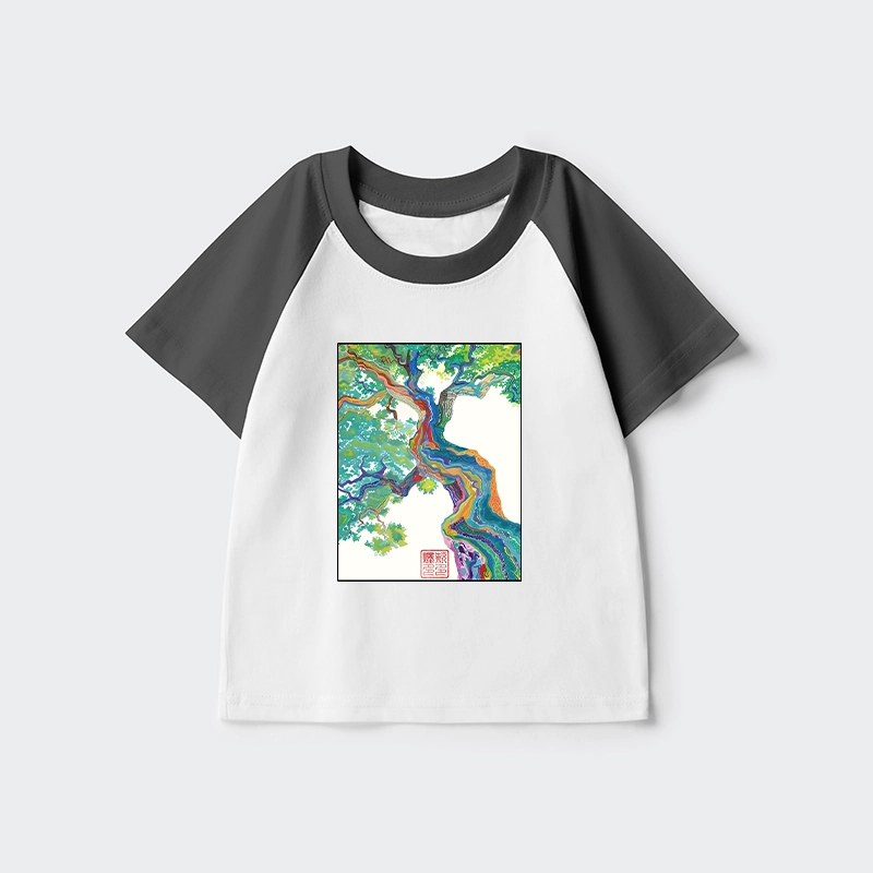 Tokyo-Tiger Colorful Magic Tree Kids Raglan T-shirt
