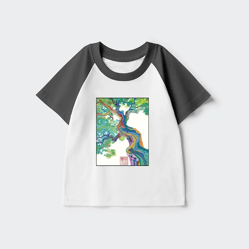 Tokyo-Tiger Colorful Magic Tree Kids Raglan T-shirt