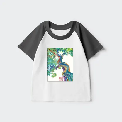 Tokyo-Tiger Colorful Magic Tree Kids Raglan T-shirt