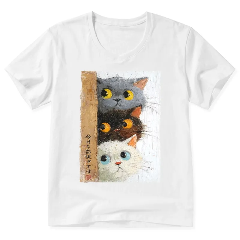 Tokyo-Tiger Three Cute Cats Watch You V-Neck Classic T-Shirt