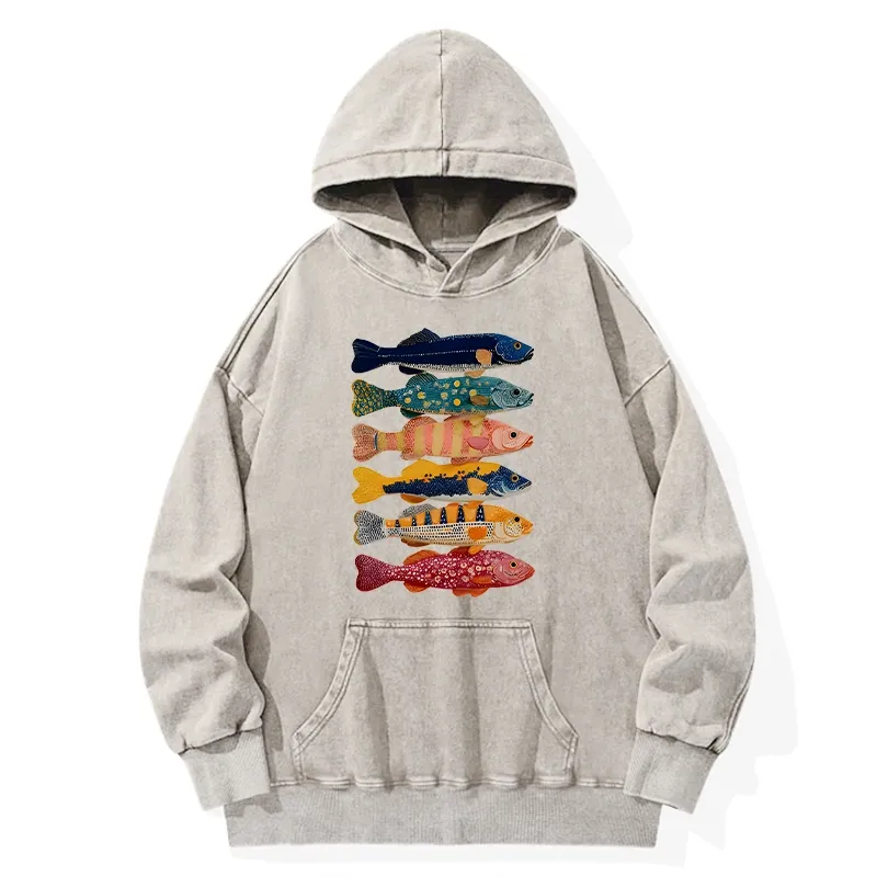 Tokyo-Tiger Colorful Fish Art Collection Washed Hoodie Sale