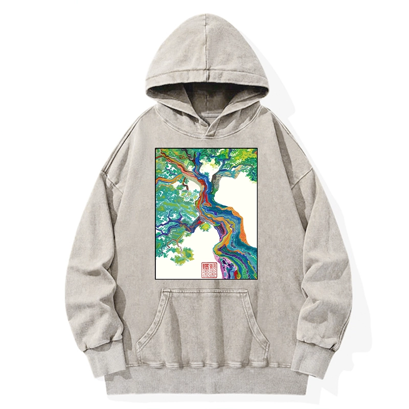 Tokyo-Tiger Colorful Magic Tree Washed Hoodie