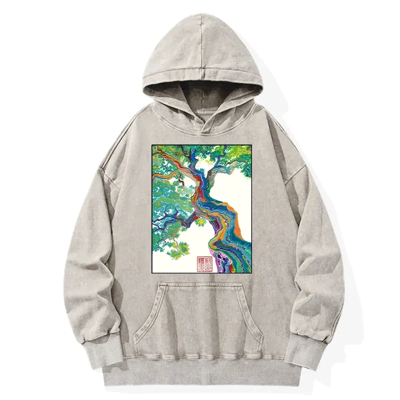 Tokyo-Tiger Colorful Magic Tree Washed Hoodie Sale