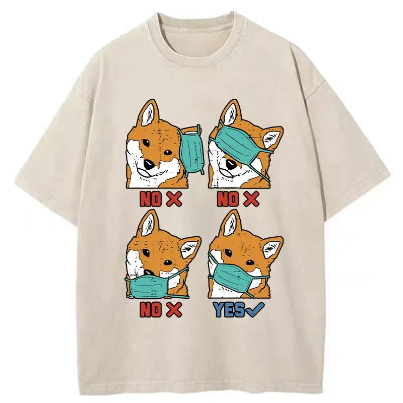 Tokyo-Tiger Wear A Mask Correctly Washed T-Shirt