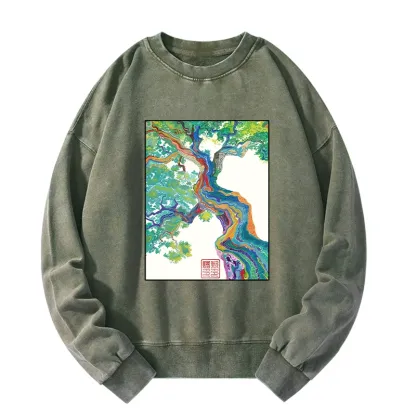 Tokyo-Tiger Colorful Magic Tree Washed Sweatshirt
