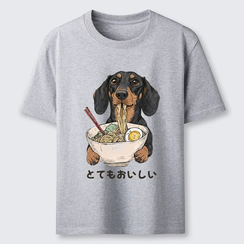 Tokyo-Tiger Cute Dog Eating Noodles Art Meme Classic T-Shirt