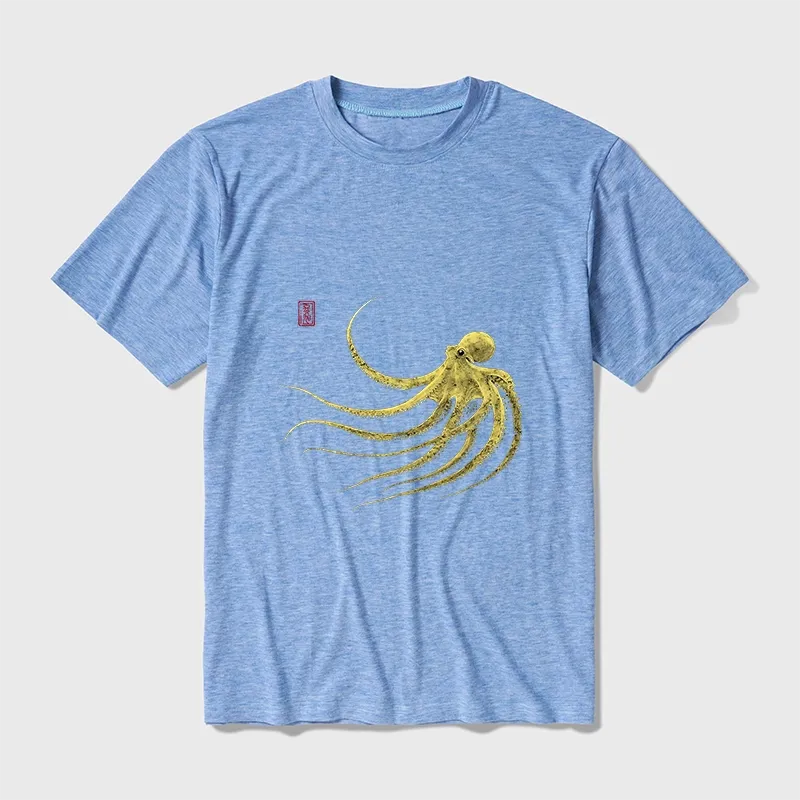 Tokyo-Tiger Retro Octopus Japanese Cotton Blend T-Shirt