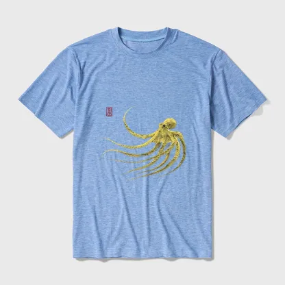 Tokyo-Tiger Retro Octopus Japanese Cotton Blend T-Shirt