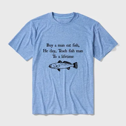 Tokyo-Tiger Man Eat Fish Meme Cotton Blend T-Shirt