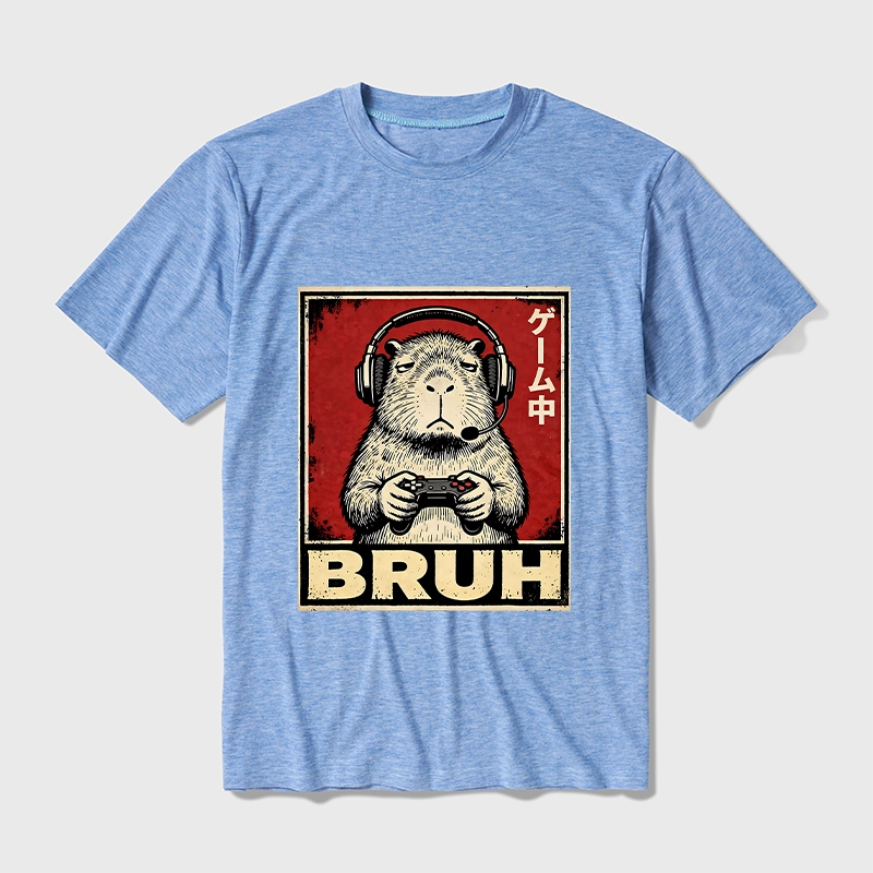 Tokyo-Tiger Funny Capybara Playing Games Cotton Blend T-Shirt