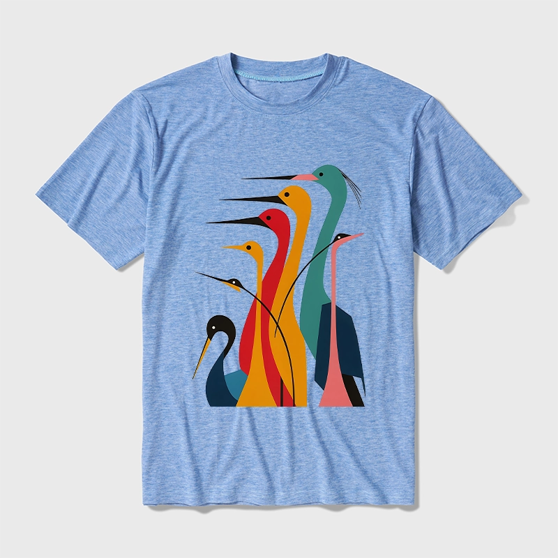 Tokyo-Tiger Various Types Of Cranes Cotton Blend T-Shirt