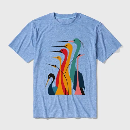 Tokyo-Tiger Various Types Of Cranes Cotton Blend T-Shirt