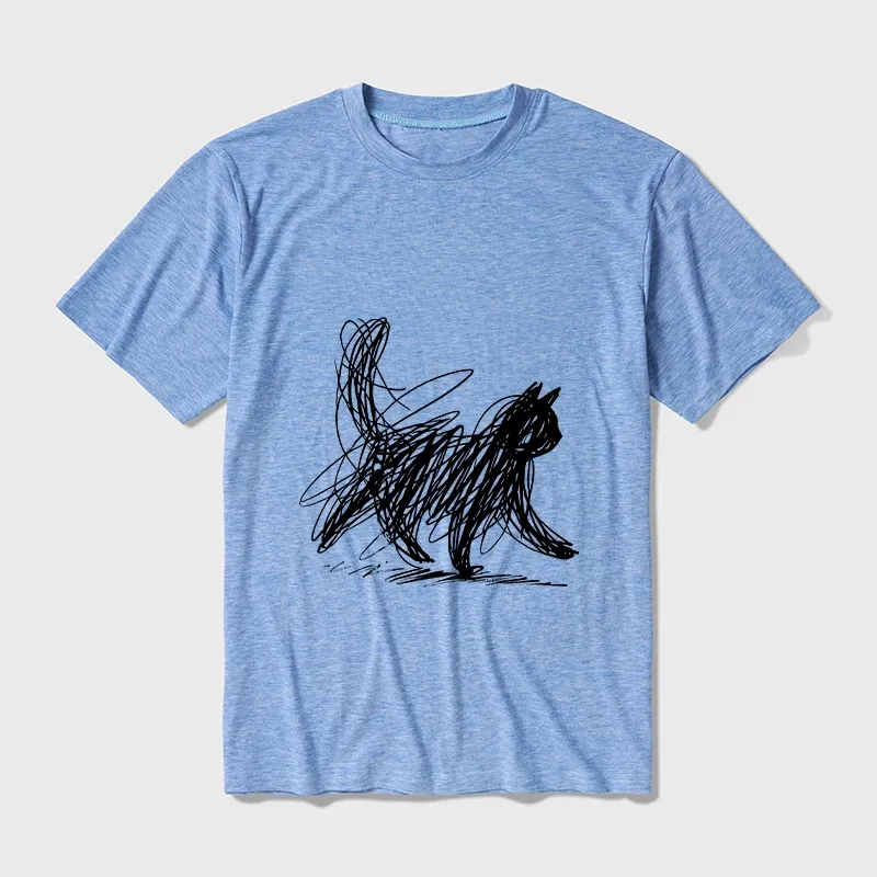 Tokyo-Tiger Minimalist Cat Art Cotton Blend T-Shirt