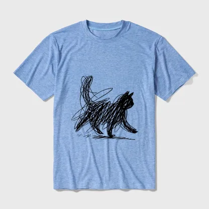 Tokyo-Tiger Minimalist Cat Art Cotton Blend T-Shirt
