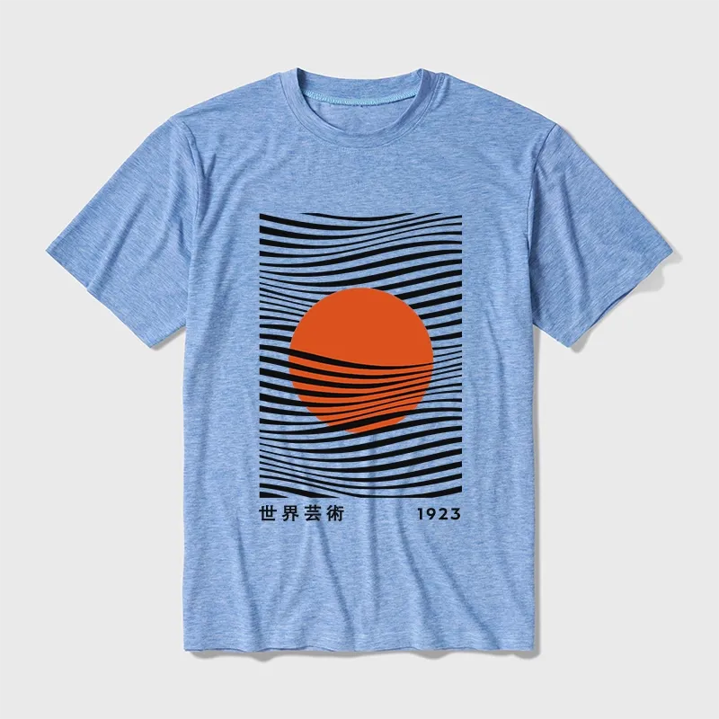 Tokyo-Tiger Minimalist Art Sun Cotton Blend T-Shirt