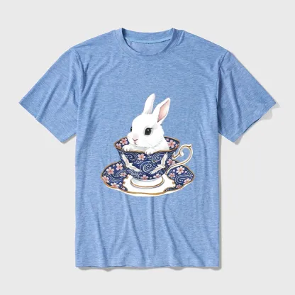 Tokyo-Tiger Cute Rabbit Tea Set Cotton Blend T-Shirt