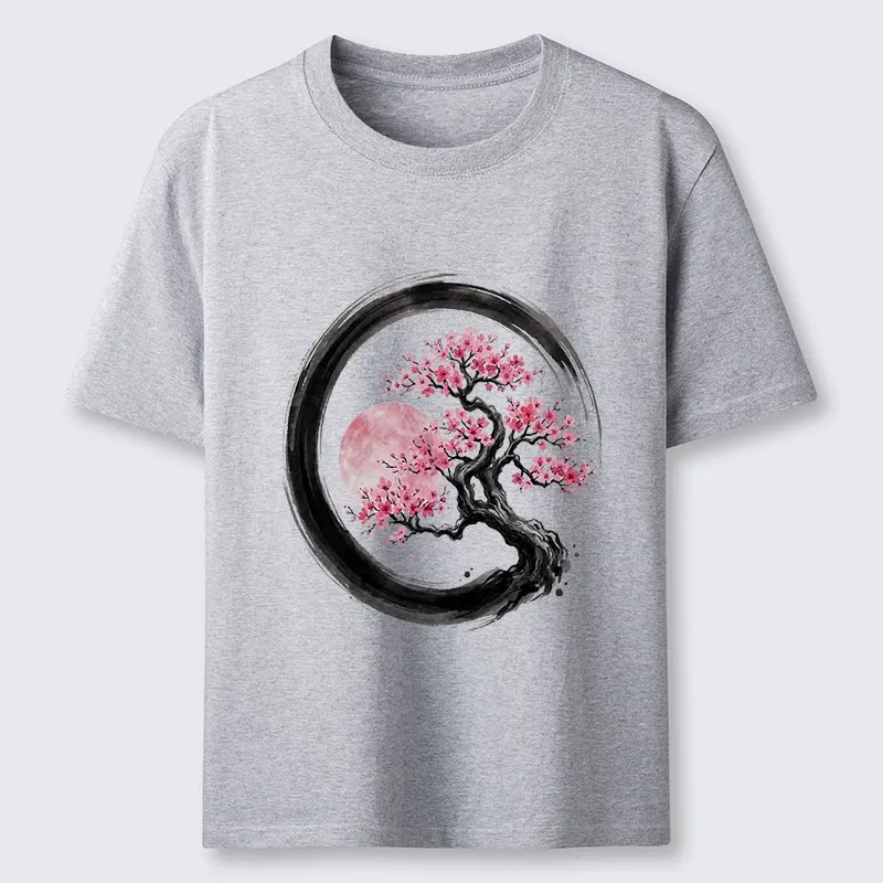 Tokyo-Tiger Zen Sakura Tree With Pink Moon Classic T-Shirt