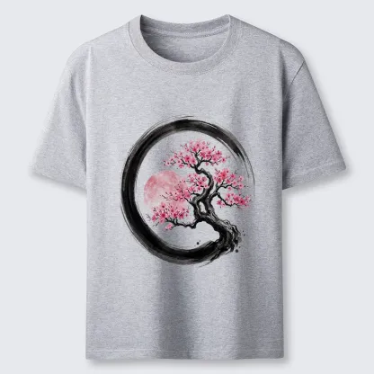Tokyo-Tiger Zen Sakura Tree With Pink Moon Classic T-Shirt