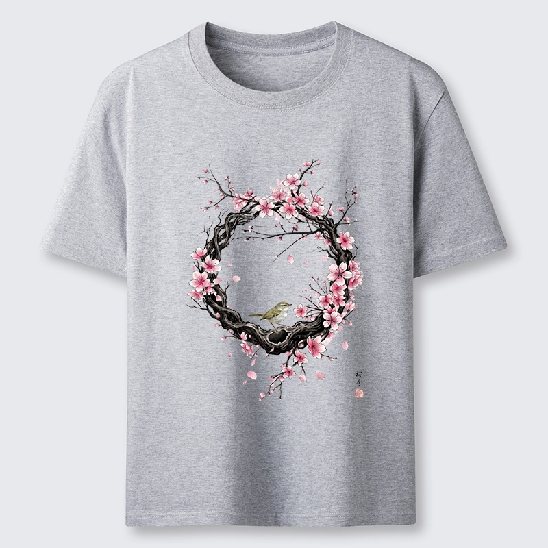 Tokyo-Tiger Sakura Wreath And Little Bird Classic T-Shirt