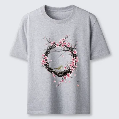 Tokyo-Tiger Sakura Wreath And Little Bird Classic T-Shirt