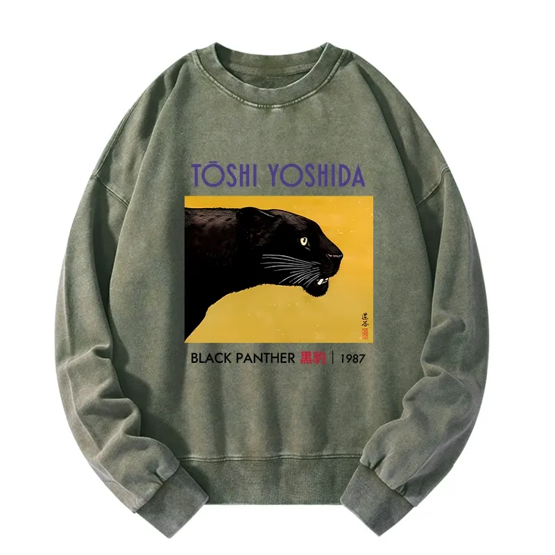 Tokyo-Tiger Black Panther Washed Sweatshirt