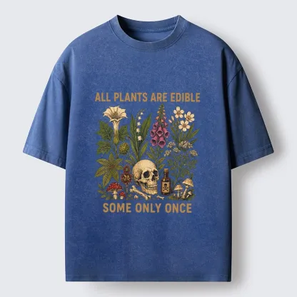 Tokyo-Tiger Edible Plants Some Only Once Joke Washed T-Shirt