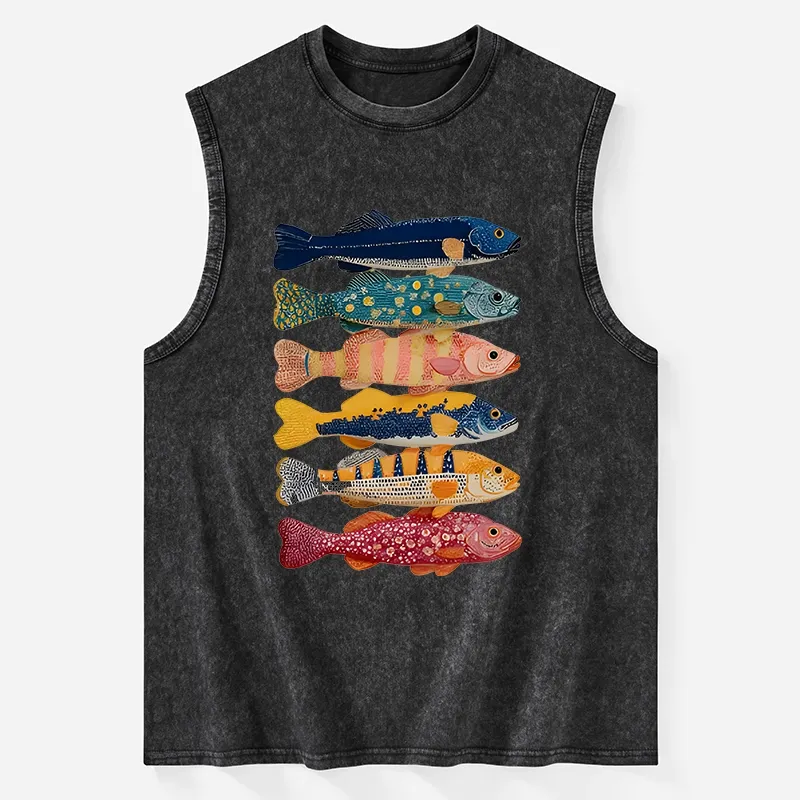 Tokyo-Tiger Colorful Fish Art Collection Washed Tank