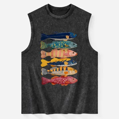 Tokyo-Tiger Colorful Fish Art Collection Washed Tank