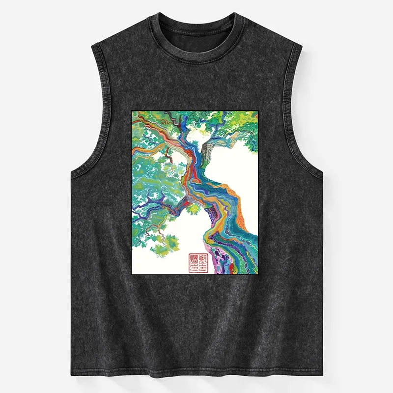 Tokyo-Tiger Colorful Magic Tree Washed Tank