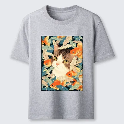 Tokyo-Tiger Cat Surrounded By Goldfish Classic T-Shirt