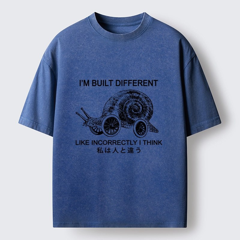 Tokyo-Tiger Snail Built Different With Wheels Joke Washed T-Shirt