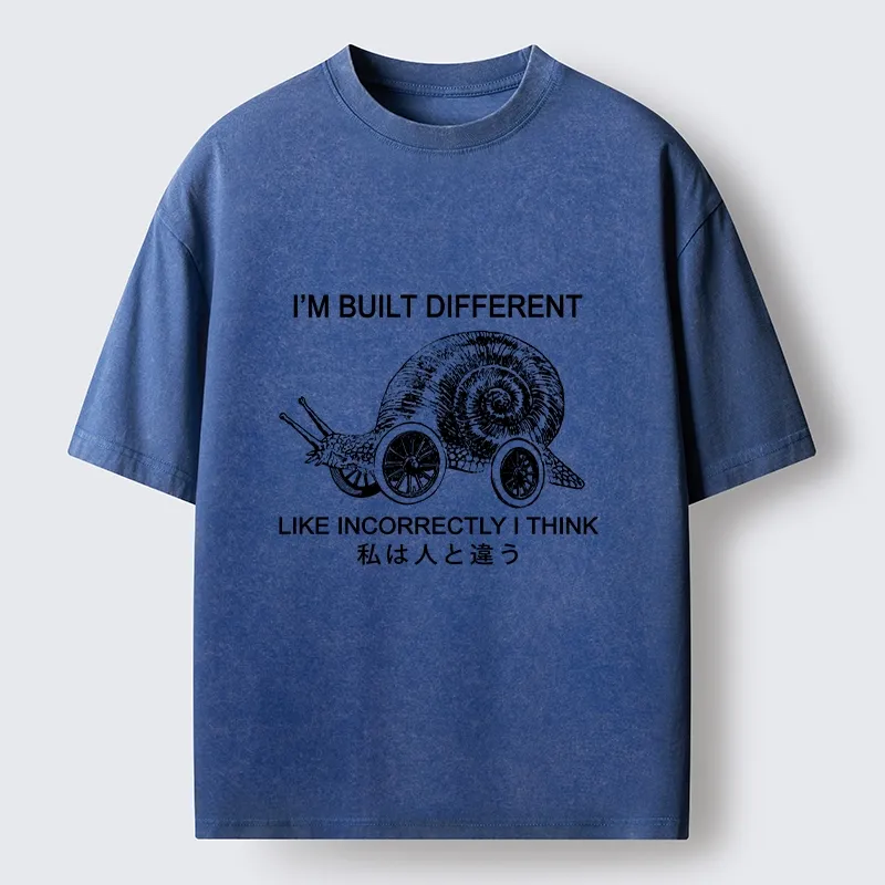 Tokyo-Tiger Snail Built Different With Wheels Joke Washed T-Shirt