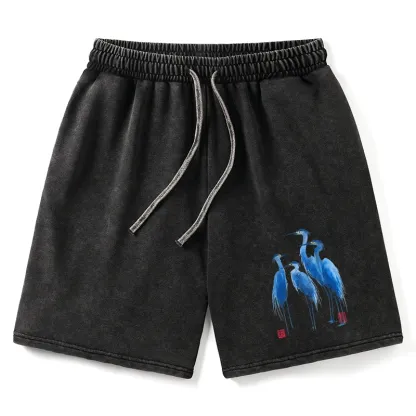 Tokyo-Tiger Flocks Of Great Blue Herons Washed Shorts