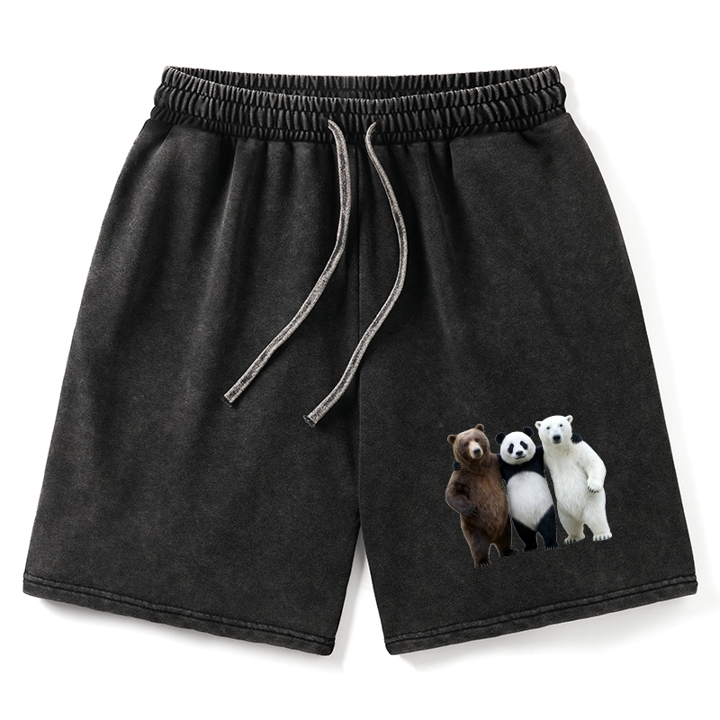 Tokyo-Tiger Three Bears Stand Together Washed Shorts